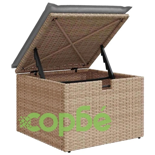 7-части градински комплект софа с възглавници от полиратан - бежов ➤ топ цена ➤ sorbe.bg