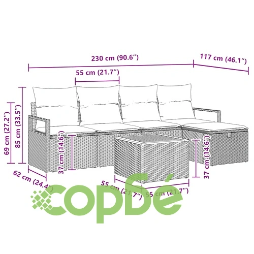 6-частен градински комплект софа с възглавници бежов полиратан ➤ топ цена ➤ sorbe.bg