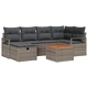 Градински комплект мебели 7 части с възглавници сив полиратан