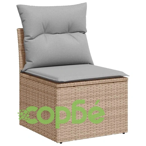 Градински комплект от 7 части с възглавници, бежов полиратан 55x55x37 см ➤ топ цена ➤ sorbe.bg