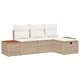 Градински комплект мебели 4 части с възглавници бежов полиратан 239x117x85 см
