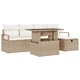 Градински комплект мебели 6 части с възглавници бежов полиратан 100x55x73 см