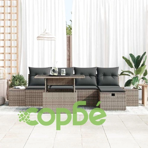Градински комплект мебели 7 части сив полиратан 294x117x69 см ➤ топ цена ➤ sorbe.bg