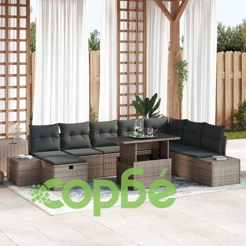 Градински софа комплект 11 части сив полиратан 319x209x69 см ➤ топ цена ➤ sorbe.bg