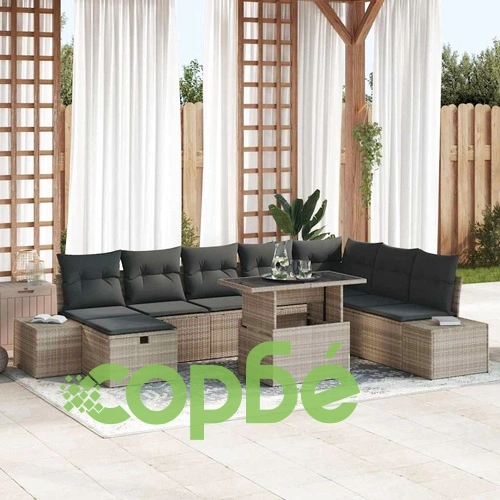 Градински комплект мебели от полиратан 11 части светлосиво 319x209x69 см ➤ топ цена ➤ sorbe.bg