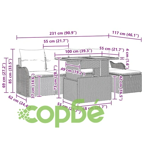 Градински комплект мебели от полиратан 6 части с възглавници бежов цвят ➤ топ цена ➤ sorbe.bg