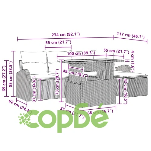 6-частен градински комплект мебели от полиратан с възглавници в черно ➤ топ цена ➤ sorbe.bg