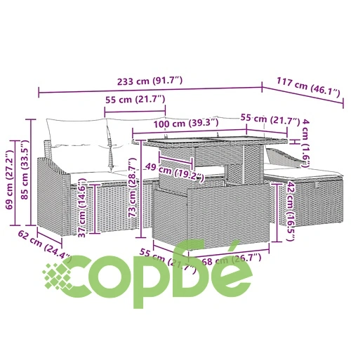 Градински комплект софа 6 части с възглавници бежов полиратан ➤ топ цена ➤ sorbe.bg