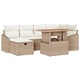 Градински комплект мебели 7 части с възглавници бежов полиратан
