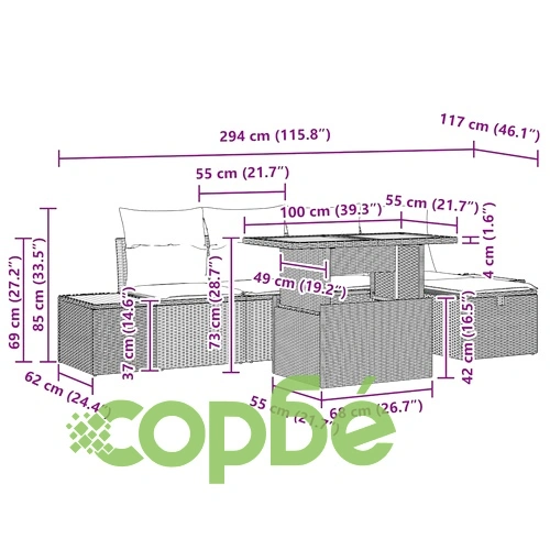 Градински комплект мебели 6 части с възглавници бежов полиратан ➤ топ цена ➤ sorbe.bg