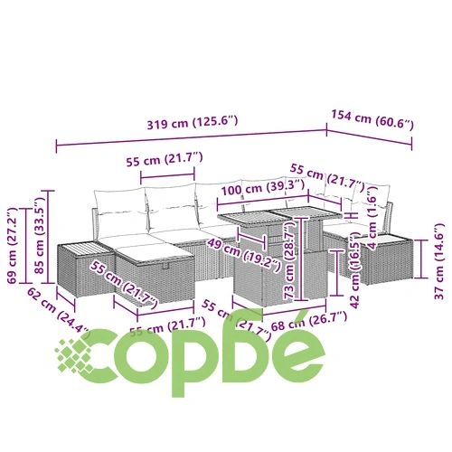 Градински комплект мебели 8 части с възглавници сив полиратан ➤ топ цена ➤ sorbe.bg