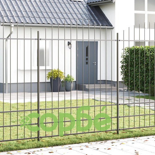 Метална ограда с Hoop Top дизайн, Сива, 8,5x2 м, Стоманена конструкция ➤ топ цена ➤ sorbe.bg