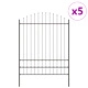 Метална ограда с Hoop Top дизайн, Сива, 8,5x2 м, Стоманена конструкция