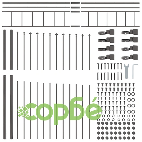 Метална ограда с Hoop Top дизайн, Сива, 8,5x2 м, Стоманена конструкция ➤ топ цена ➤ sorbe.bg