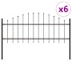 Метална градинска ограда с Hoop Top дизайн - сива, 10,2x0,75 м, от прахово боядисана стомана