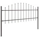 Метална градинска ограда с Hoop Top дизайн - сива, 10,2x0,75 м, от прахово боядисана стомана