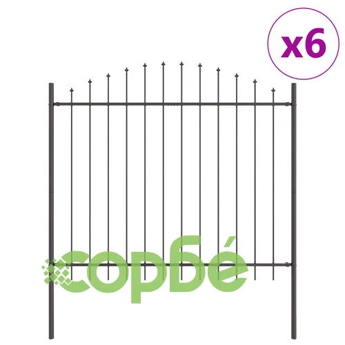Метална градинска оградка с Hoop Top дизайн - сива, 10,2x1,25 м, стоманена конструкция ➤ топ цена ➤ sorbe.bg