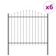 Метална градинска оградка с Hoop Top дизайн - сива, 10,2x1,25 м, стоманена конструкция