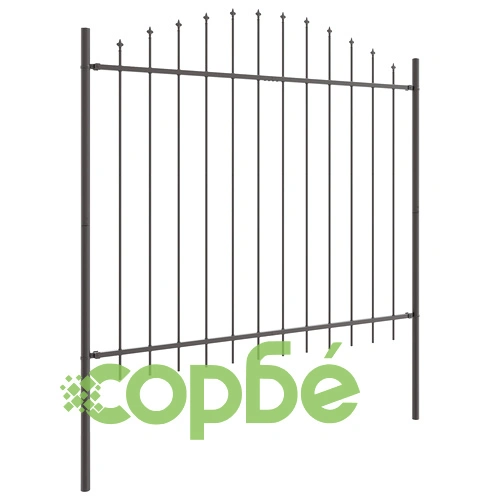 Метална градинска оградка с Hoop Top дизайн - сива, 10,2x1,25 м, стоманена конструкция ➤ топ цена ➤ sorbe.bg