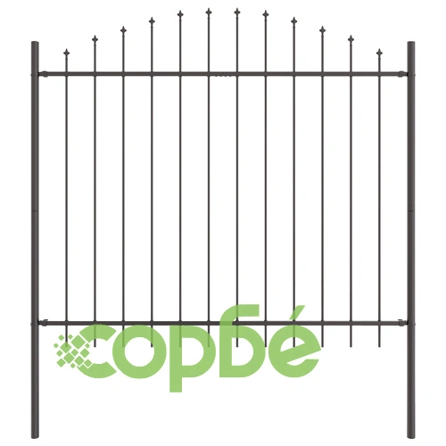 Метална градинска оградка с Hoop Top дизайн - сива, 10,2x1,25 м, стоманена конструкция ➤ топ цена ➤ sorbe.bg