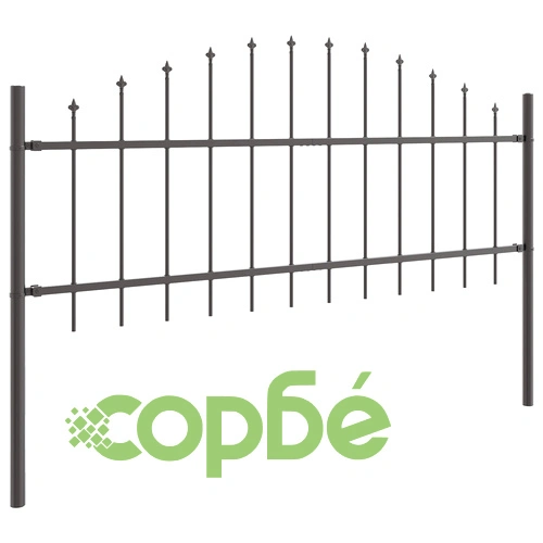 Стоманена градинска ограда с гумен връх 11,9x0,75 м - 7 панела ➤ топ цена ➤ sorbe.bg