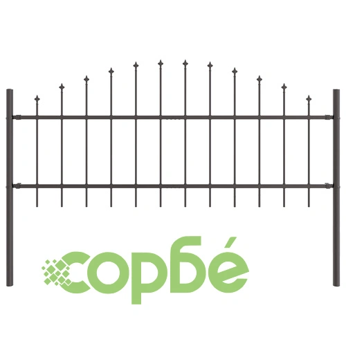 Стоманена градинска ограда с гумен връх 11,9x0,75 м - 7 панела ➤ топ цена ➤ sorbe.bg