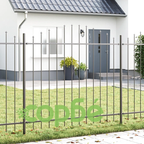 Стоманена оградна стена с Hoop Top дизайн, сиво покритие, 11,9x1,25 м ➤ топ цена ➤ sorbe.bg