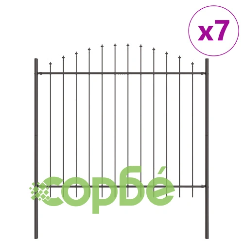 Стоманена оградна стена с Hoop Top дизайн, сиво покритие, 11,9x1,25 м ➤ топ цена ➤ sorbe.bg