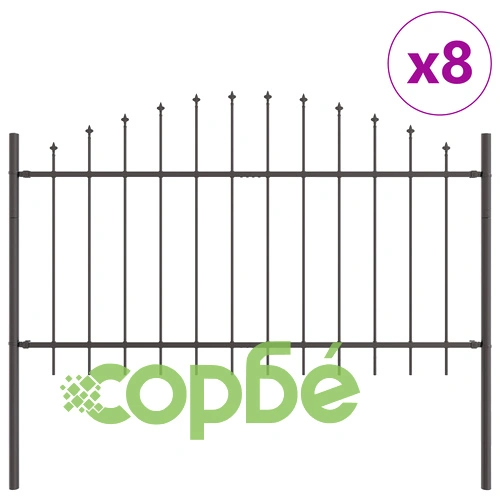 Градинска ограда с Hoop Top дизайн, Сива, 13,6x1 м, Прахово боядисана стомана ➤ топ цена ➤ sorbe.bg