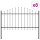 Градинска ограда с Hoop Top дизайн, Сива, 13,6x1 м, Прахово боядисана стомана