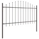 Градинска ограда с Hoop Top дизайн, Сива, 13,6x1 м, Прахово боядисана стомана