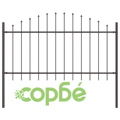 Градинска ограда с Hoop Top дизайн, Сива, 13,6x1 м, Прахово боядисана стомана ➤ топ цена ➤ sorbe.bg