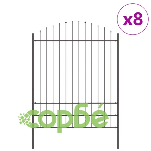 Оградa за градина с hoop топ дизайн, сива, 13,6x2 м, прахово боядисана стомана ➤ топ цена ➤ sorbe.bg