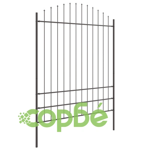 Оградa за градина с hoop топ дизайн, сива, 13,6x2 м, прахово боядисана стомана ➤ топ цена ➤ sorbe.bg
