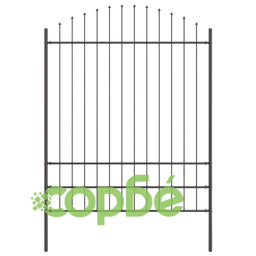 Оградa за градина с hoop топ дизайн, сива, 13,6x2 м, прахово боядисана стомана ➤ топ цена ➤ sorbe.bg