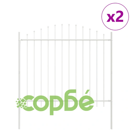 Градинска ограда с арка (Hoop Top), бяла, 3,4x1,25 м, прахово боядисана стомана ➤ топ цена ➤ sorbe.bg