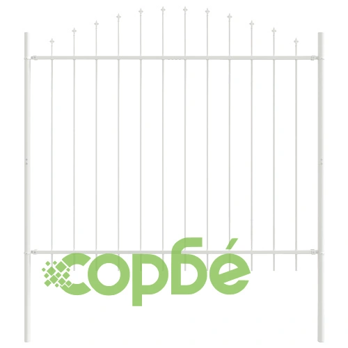 Градинска ограда с арка (Hoop Top), бяла, 3,4x1,25 м, прахово боядисана стомана ➤ топ цена ➤ sorbe.bg