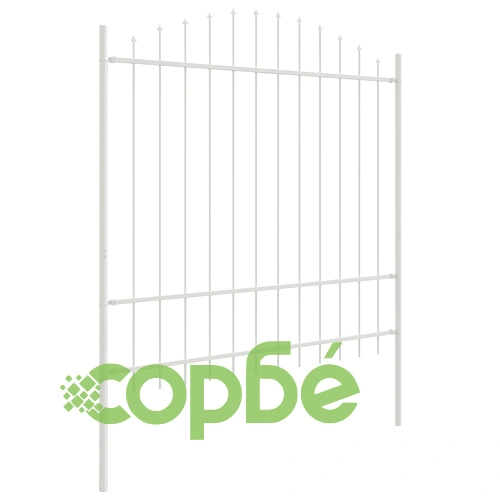 Стоманена градинска ограда с hoop топ в бяло, 5,1x1,75 м, 3 панела ➤ топ цена ➤ sorbe.bg