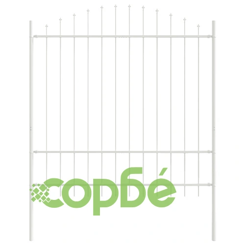 Стоманена градинска ограда с hoop топ в бяло, 5,1x1,75 м, 3 панела ➤ топ цена ➤ sorbe.bg