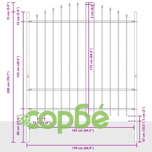 Стоманена градинска ограда с hoop топ в бяло, 5,1x1,75 м, 3 панела ➤ топ цена ➤ sorbe.bg