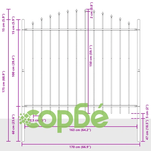 Ограда за градина с Hoop Top дизайн, бяла, 8,5x1,5 м, стоманена конструкция ➤ топ цена ➤ sorbe.bg