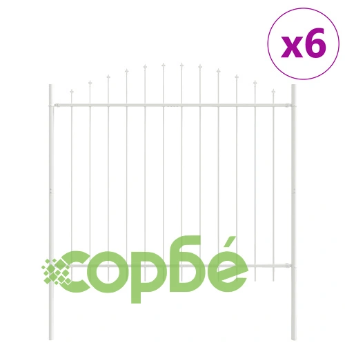 vivaxl Ограда с Hoop Top, Бяла, 10,2x1,25 м, Стоманена, Прахово Боядисана, за Външно Ползване ➤ топ цена ➤ sorbe.bg