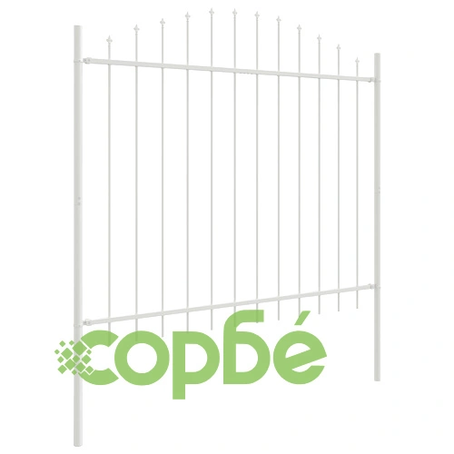 vivaxl Ограда с Hoop Top, Бяла, 10,2x1,25 м, Стоманена, Прахово Боядисана, за Външно Ползване ➤ топ цена ➤ sorbe.bg