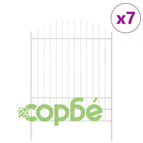 Стоманена градинска оградка с високо горно око, бяла, 11,9x2 м ➤ топ цена ➤ sorbe.bg