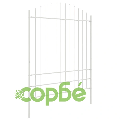 Стоманена градинска оградка с високо горно око, бяла, 11,9x2 м ➤ топ цена ➤ sorbe.bg