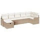 7-Части Градински Диван Комплект с Възглавници Бежов Полиратан 287x122x85 см