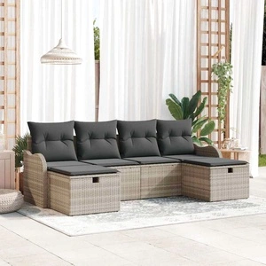 Градински комплект мебели 6 части светлосиво полиратан 231x117x85 см