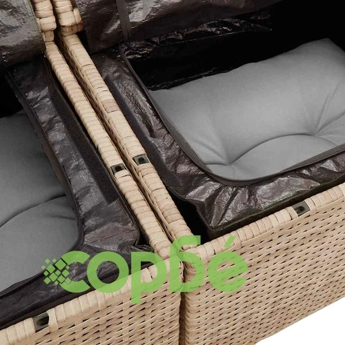 Градински модулен диван комплект 6 места с възглавници, бежов полиратан 232x122 см ➤ топ цена ➤ sorbe.bg