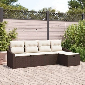 Градински комплект мебели 5 части полиратан кафяв 233x117x85 см