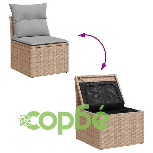 Градински комплект мебели 6 части полиратан бежов 55x62x69 см с възглавници ➤ топ цена ➤ sorbe.bg